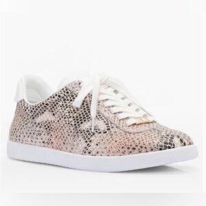 Paige Amy snakeskin sneaker leather in metallic pink - Size 8
